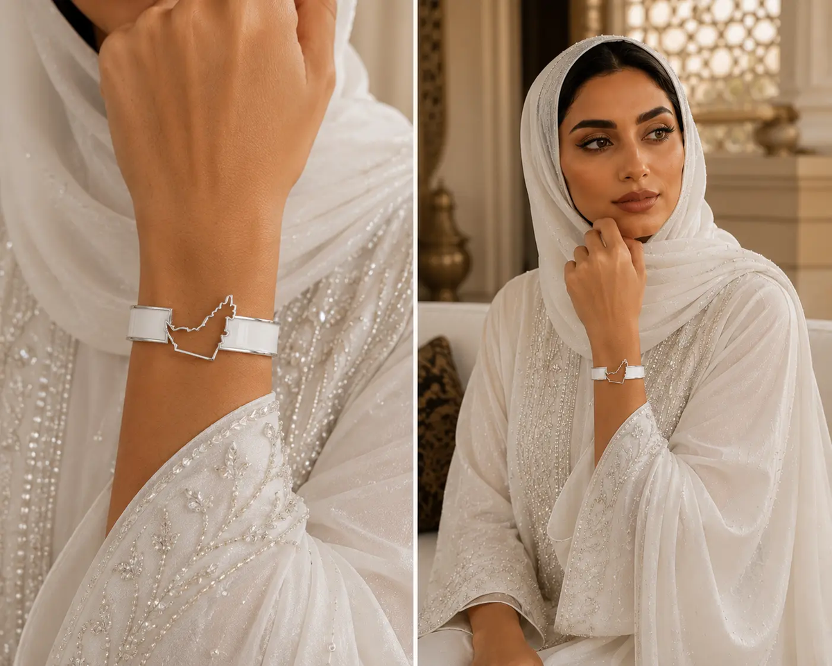 SAMVELLI UAE Map Bangle - Blanc - product view 3