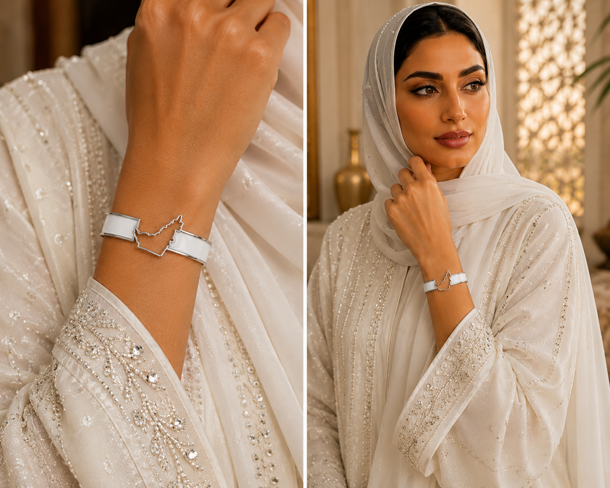 SAMVELLI UAE Map Bangle - Blanc - product view 5