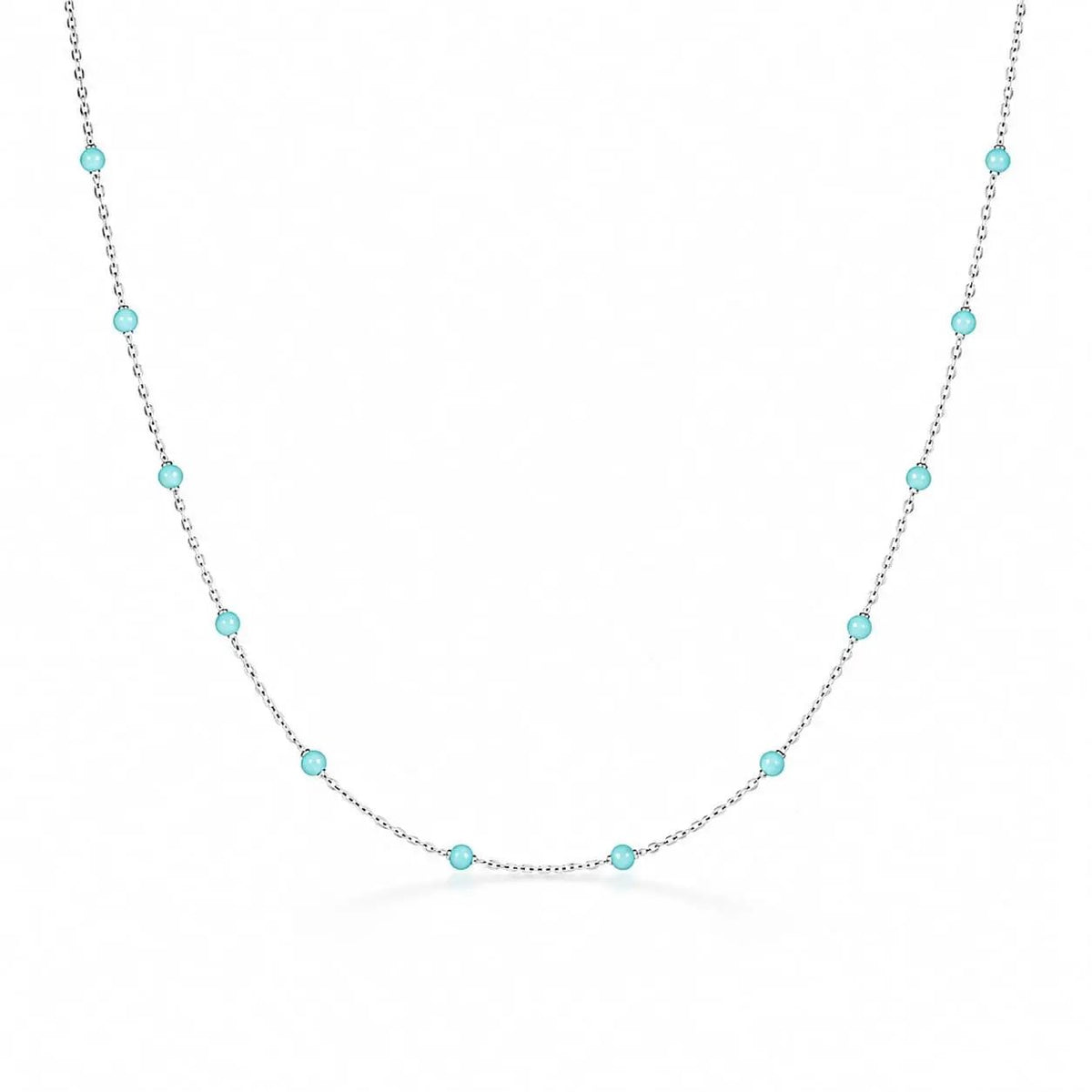 variant-group:SMV-N26303-AQU | SAMVELLI 925 sterling silver enamel beaded station necklace – Aqua Blue product view