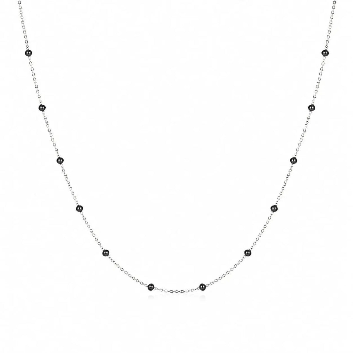variant-group:SMV-N26303-BLK | SAMVELLI 925 sterling silver enamel beaded station necklace – Black product view