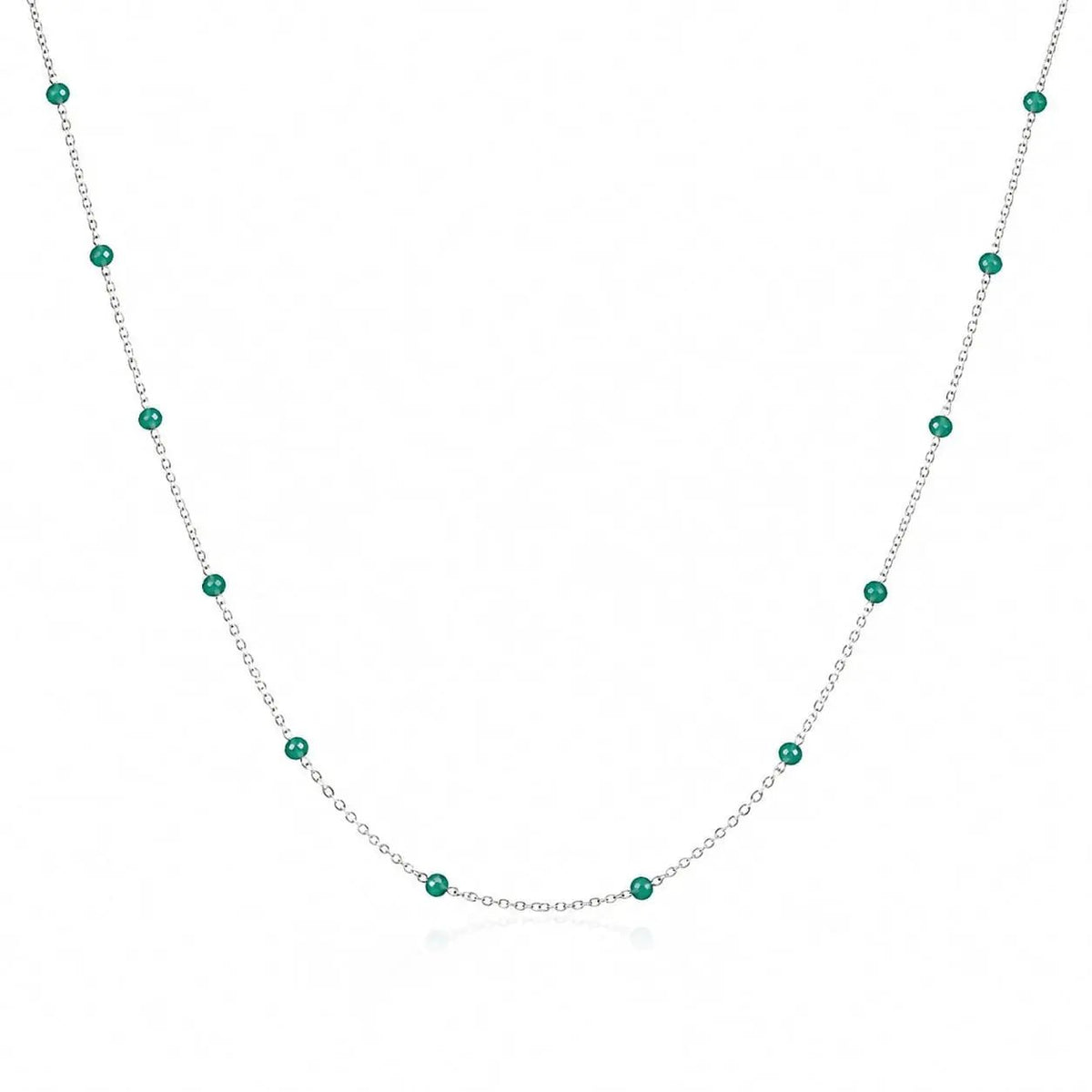variant-group:SMV-N26303-GRN | SAMVELLI 925 sterling silver enamel beaded station necklace – Green product view