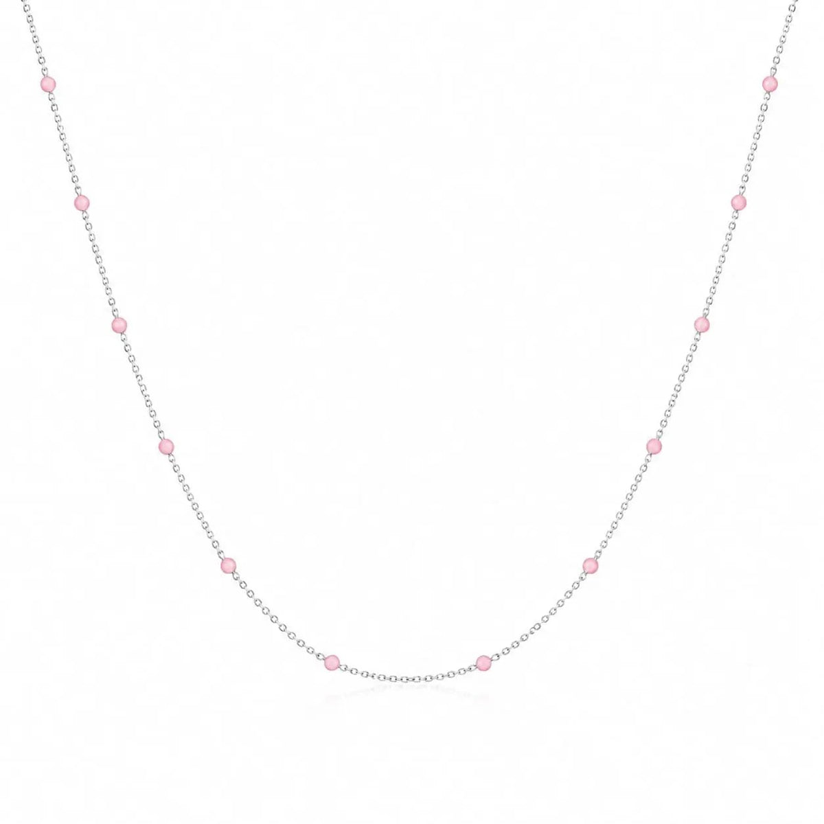 variant-group:SMV-N26303-PNK | SAMVELLI 925 sterling silver enamel beaded station necklace – Pink product view