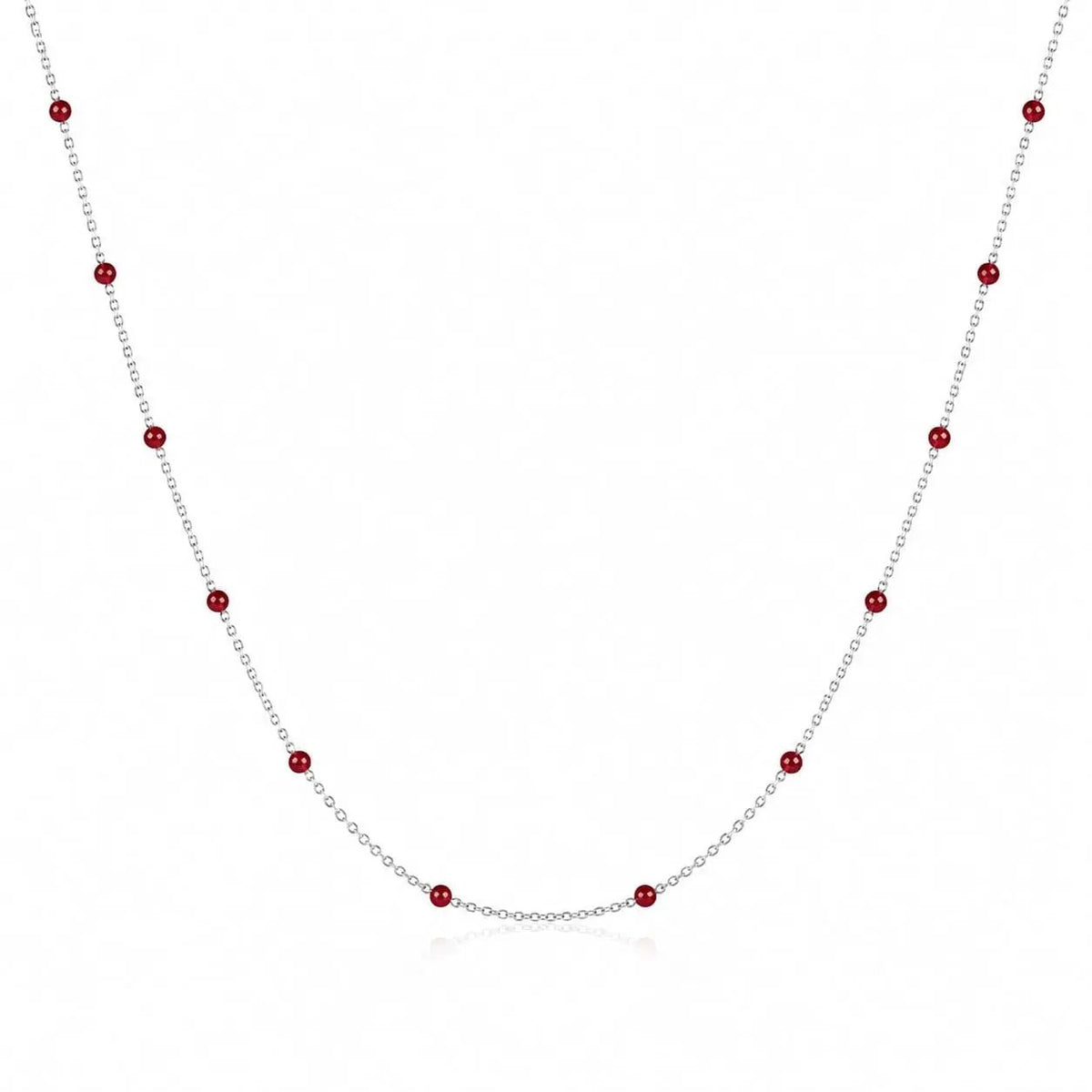 variant-group:SMV-N26303-RED | SAMVELLI 925 sterling silver enamel beaded station necklace – Red product view